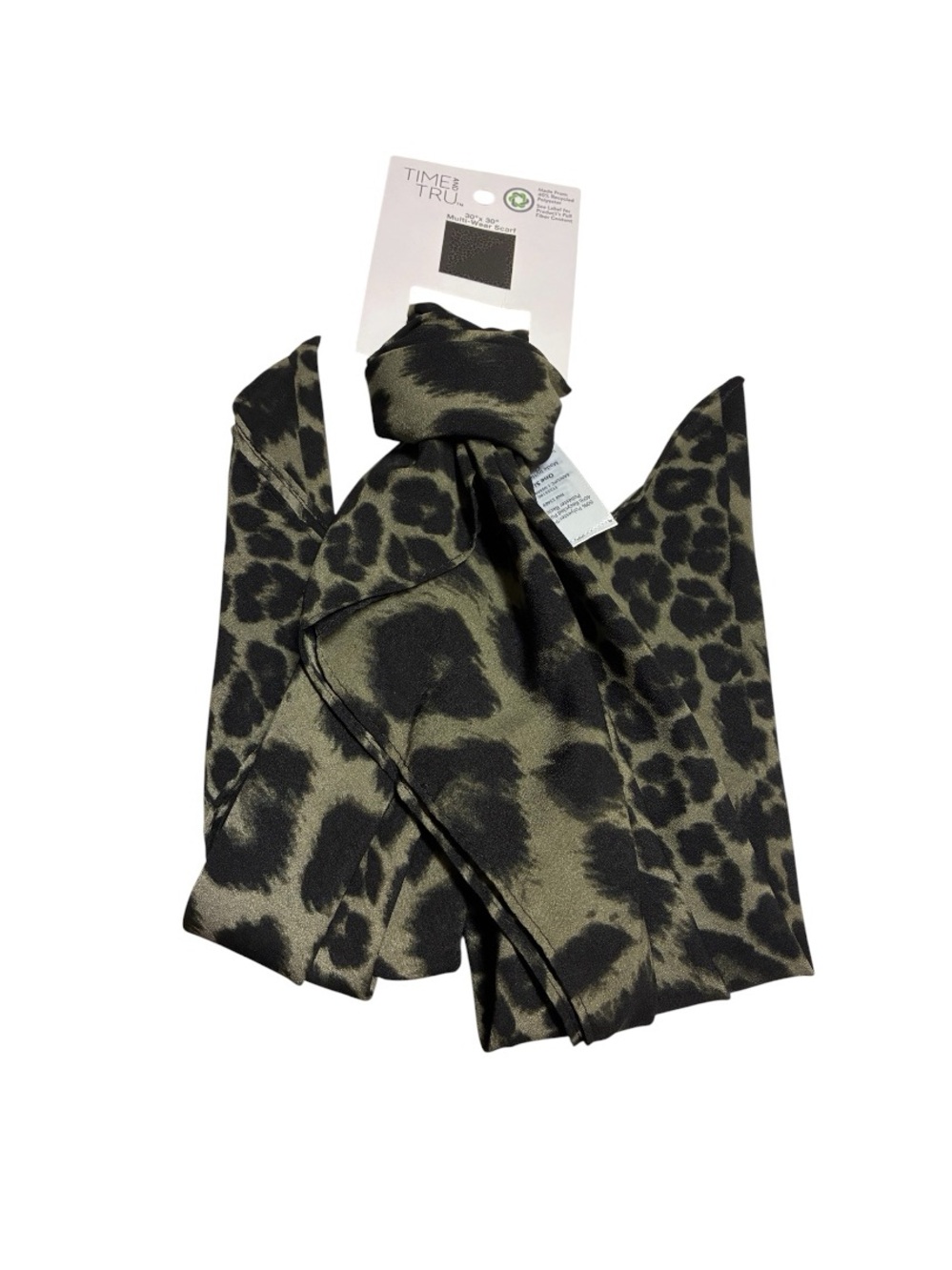 Time and Tru Olive and Black Leopard Print Scarf - Picture 6 of 8